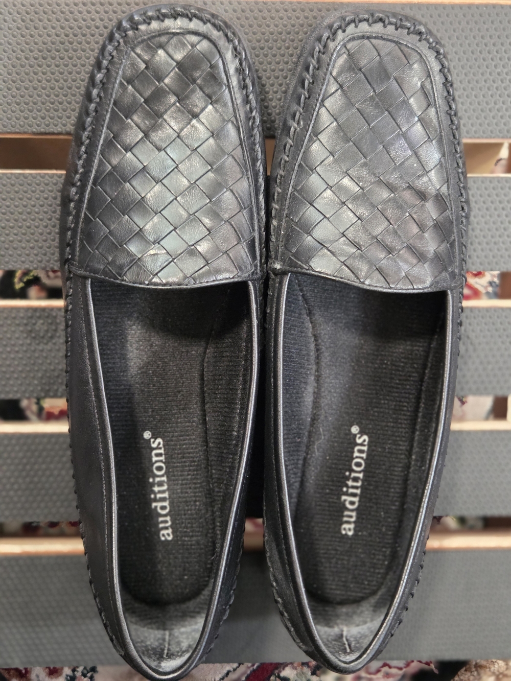 Auditions Black Woven Leather Loafers